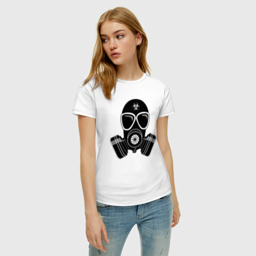 Женская футболка хлопок с принтом Противокислотный шлем, фото на моделе #1