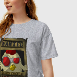 Женская футболка хлопок Oversize Chicken Gun - Wanted Scarry Chicken 666: Плачущая курица - фото 2