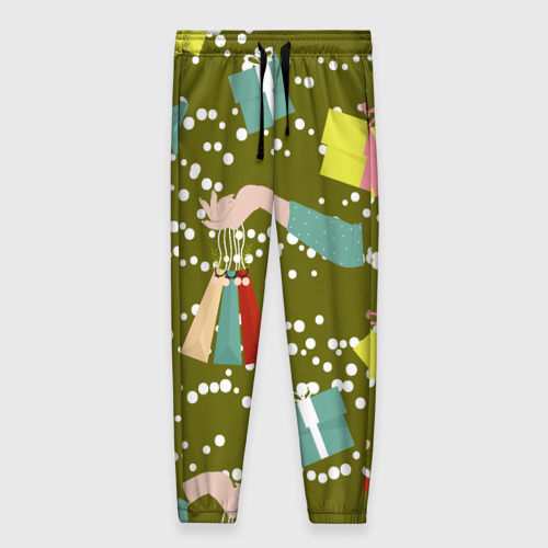 Женские брюки 3D с принтом Подарки и сувениры, вид спереди #2