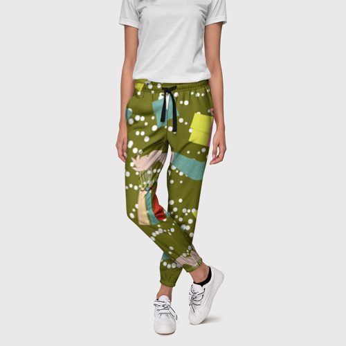 Женские брюки 3D с принтом Подарки и сувениры, фото на моделе #1