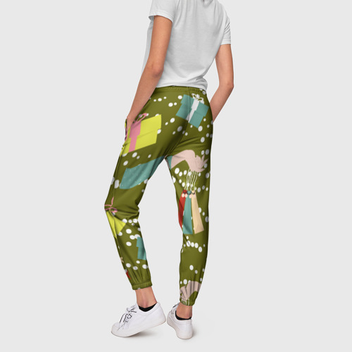 Женские брюки 3D с принтом Подарки и сувениры, вид сзади #2
