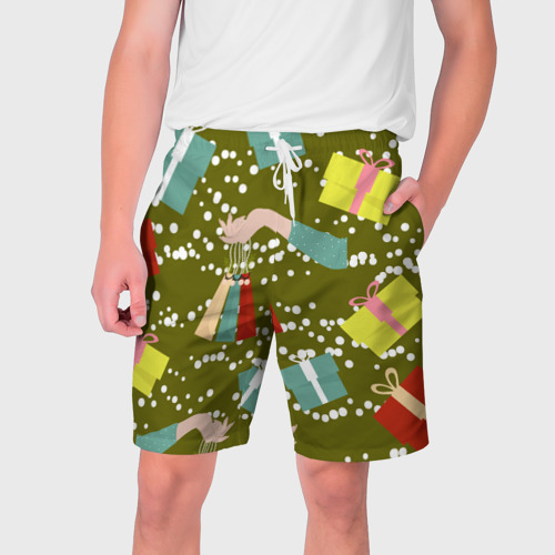 Мужские шорты 3D с принтом Подарки и сувениры, вид спереди #2