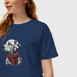 Женская футболка хлопок Oversize Далматин, портрет - фото 2
