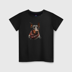 Детская футболка хлопок Доберман, портрет