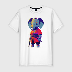 Мужская футболка хлопок Slim Слонёнок самурай - нейросеть