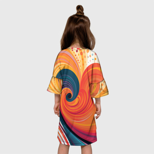 Детское платье 3D с принтом Вихрь цвета, вид сзади #2