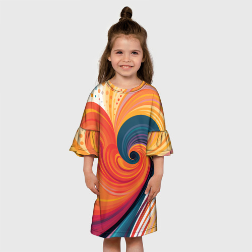 Детское платье 3D с принтом Вихрь цвета, вид сбоку #3