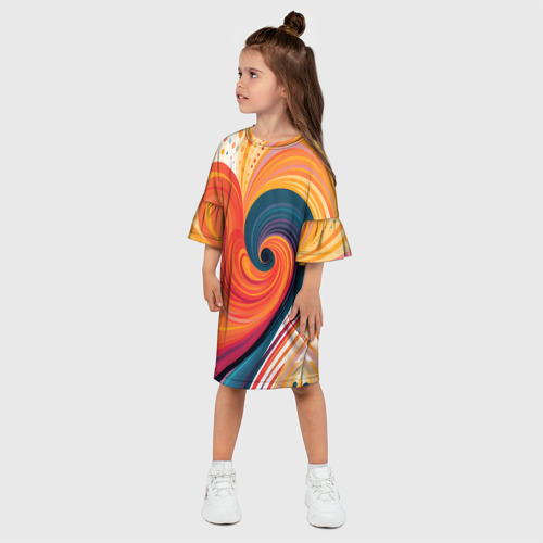 Детское платье 3D с принтом Вихрь цвета, фото на моделе #1
