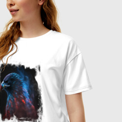 Женская футболка хлопок Oversize Eagle in the smoke - фото 2
