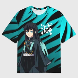 Женская футболка oversize 3D Хаширо Токито - Клинок рассекающий демонов