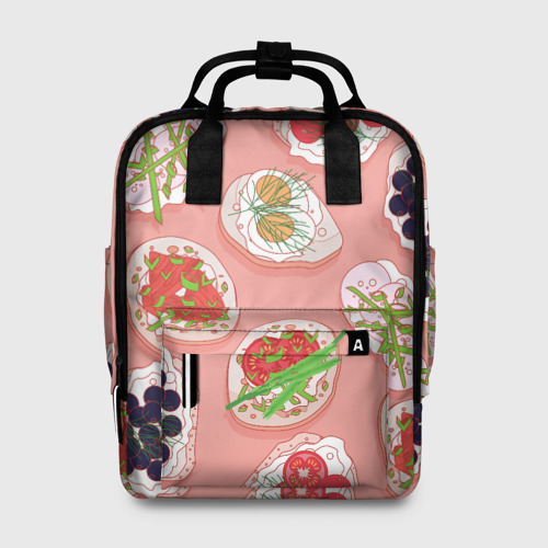 Женский рюкзак 3D с принтом Сэндвичи, вид спереди #2