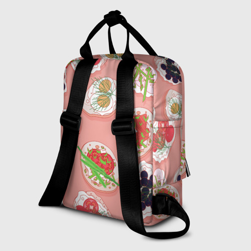 Женский рюкзак 3D с принтом Сэндвичи, вид сзади #1