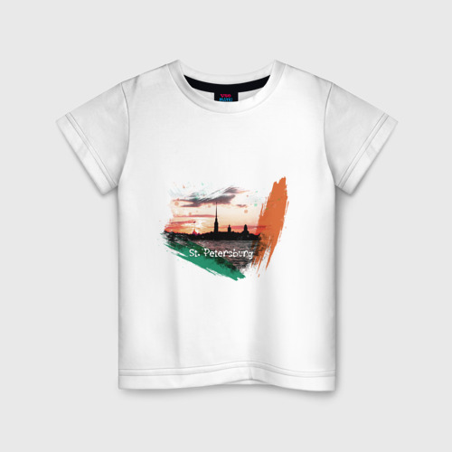 Детская футболка из хлопка с принтом Питер Петропаловка, вид спереди №1