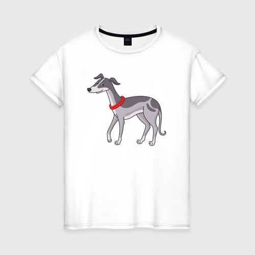 Женская футболка из хлопка с принтом Greyhound, вид спереди №1
