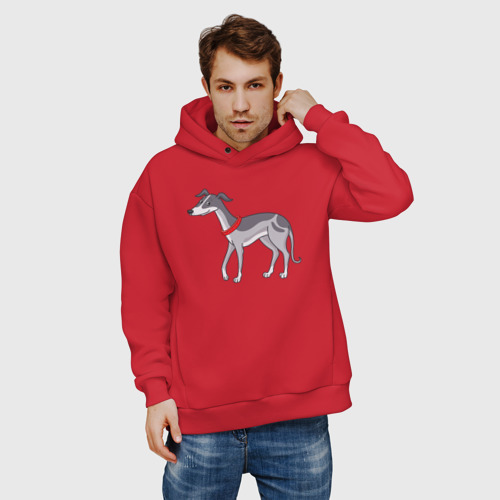 Мужское худи Oversize хлопок Greyhound, цвет красный - фото 3