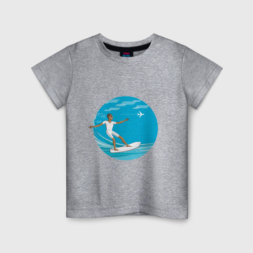 Детская футболка хлопок Серфинг на море, цвет меланж