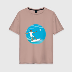 Женская футболка хлопок Oversize Серфинг на море