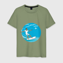 Серфинг на море – Мужская футболка хлопок с принтом купить со скидкой в -20%