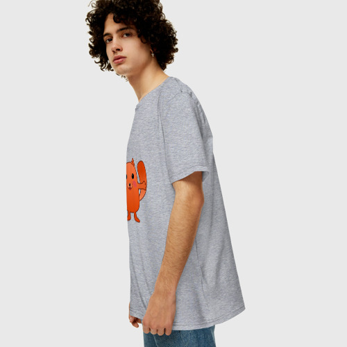 Мужская футболка хлопок Oversize с принтом Little fox, вид сбоку #3