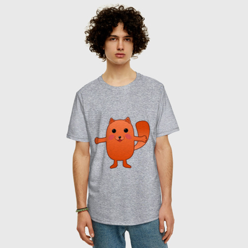 Мужская футболка хлопок Oversize с принтом Little fox, фото на моделе #1