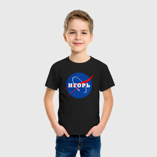 Детская футболка хлопок Игорь НАСА, цвет черный - фото 3