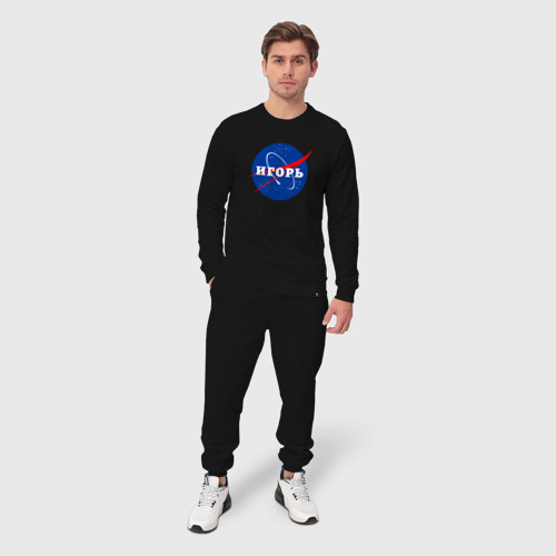 Мужской костюм хлопок Игорь НАСА, цвет черный - фото 3