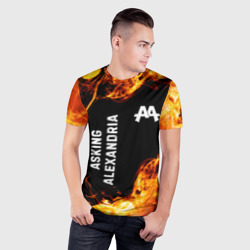 Мужская футболка 3D Slim Asking Alexandria и пылающий огонь - фото 2