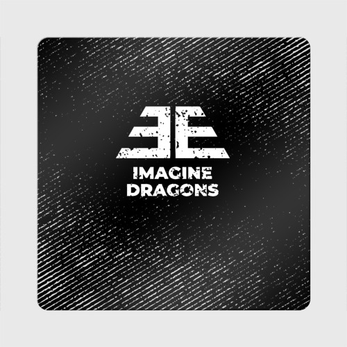 Магнит виниловый Квадрат Imagine Dragons с потертостями на темном фоне