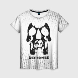 Женская футболка 3D Deftones с потертостями на светлом фоне