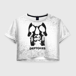 Женская футболка Crop-top 3D Deftones с потертостями на светлом фоне