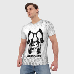 Мужская футболка 3D Deftones с потертостями на светлом фоне - фото 2