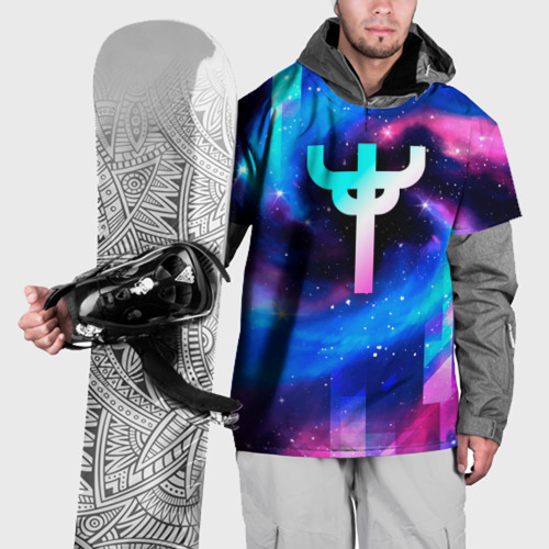 Накидка на куртку 3D Judas Priest неоновый космос, цвет 3D печать