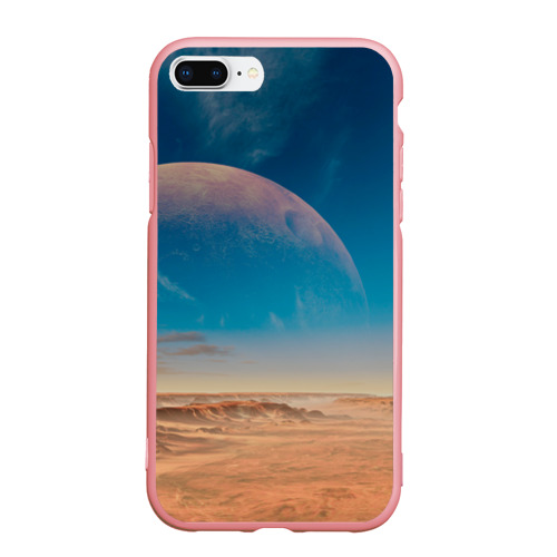Чехол для iPhone 7Plus/8 Plus матовый с принтом Пустыня и очертания планеты, вид спереди #2