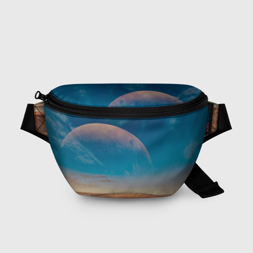 Поясная сумка 3D с принтом Пустыня и очертания планеты, вид спереди #2