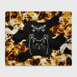 Плед 3D Mayhem рок кот и огонь