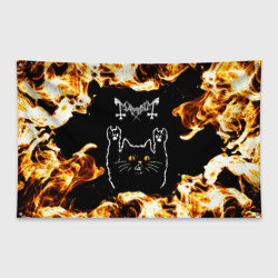 Флаг-баннер Mayhem рок кот и огонь