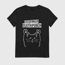 Женская футболка хлопок Five Finger Death Punch rock cat