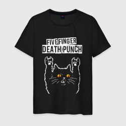 Мужская футболка хлопок Five Finger Death Punch rock cat
