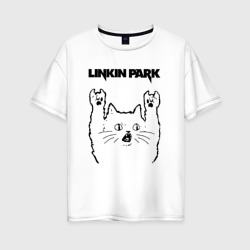 Женская футболка хлопок Oversize Linkin Park - rock cat