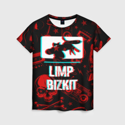 Женская футболка 3D Limp Bizkit rock glitch