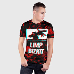 Мужская футболка 3D Slim Limp Bizkit rock glitch - фото 2