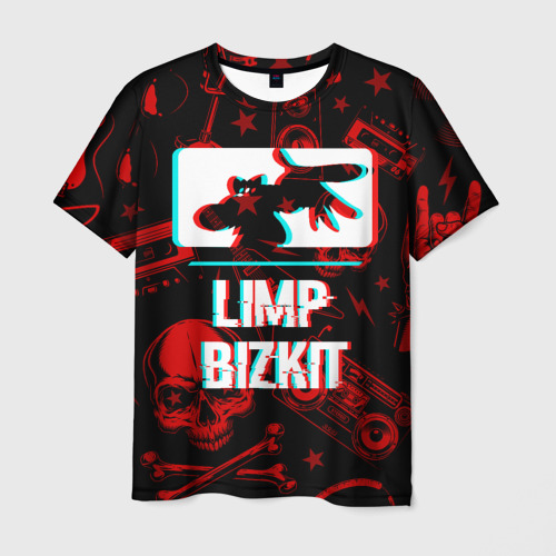 Мужская футболка с принтом Limp Bizkit rock glitch, вид спереди №1