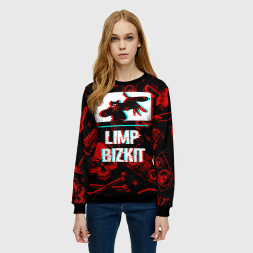 Женский свитшот 3D Limp Bizkit rock glitch, цвет 3D печать - фото 3