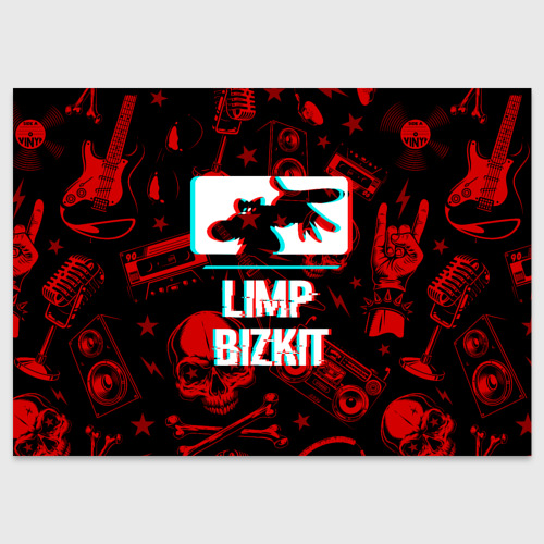 Поздравительная открытка Limp Bizkit rock glitch, цвет белый