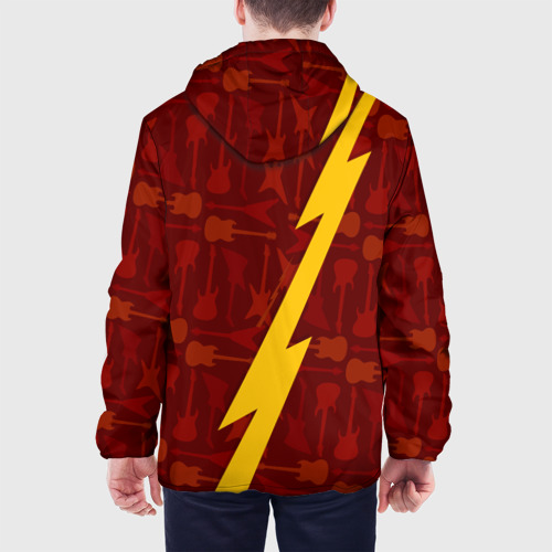 Мужская куртка 3D с принтом Five Finger Death Punch гитары и молния, вид сзади #2