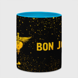 Кружка с полной запечаткой Bon Jovi - gold gradient: надпись и символ - фото 2