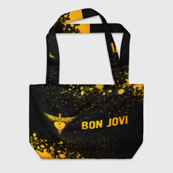 Пляжная сумка 3D Bon Jovi - gold gradient: надпись и символ