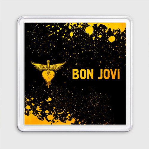 Магнит 55*55 Bon Jovi - gold gradient: надпись и символ