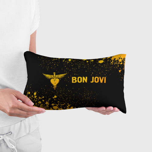 Подушка 3D антистресс Bon Jovi - gold gradient: надпись и символ - фото 3