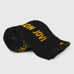 Плед с принтом Bon Jovi - gold gradient: надпись и символ для любого человека, вид спереди №2. Цвет основы: 3d (велсофт)